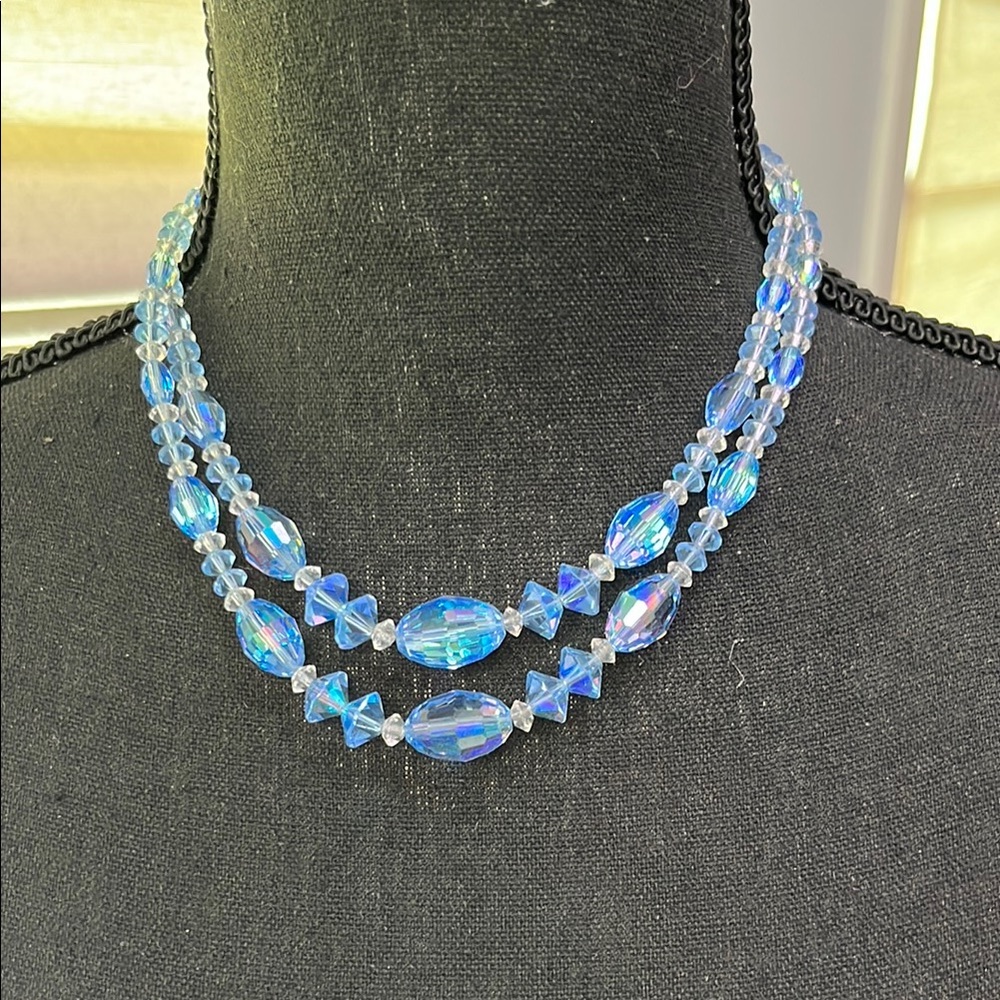 Double Strand Blue Beaded Necklace